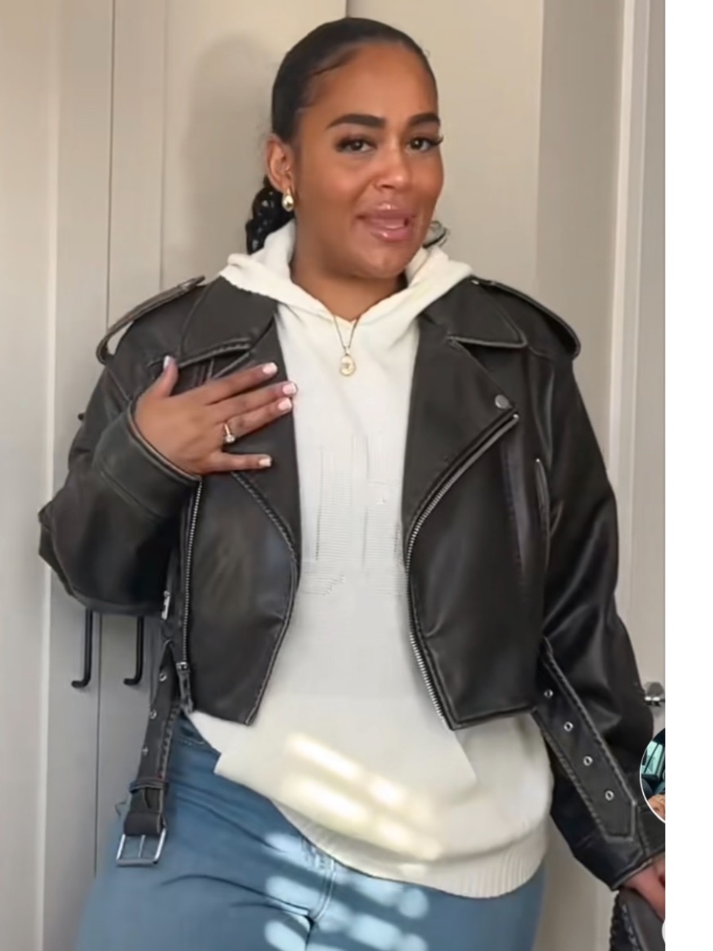 Altar'd State Black Leather Moto Jacket